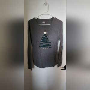 Old Navy Gray Holiday Tree Sweater